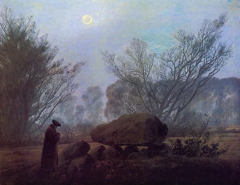 Spaziergang in der Abendd&auml;mmerung di Caspar David Friedrich