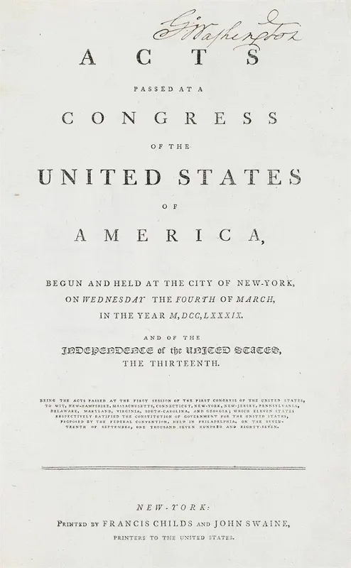 La prima pagina della Costituzione personale di George Washington con la sua firma
