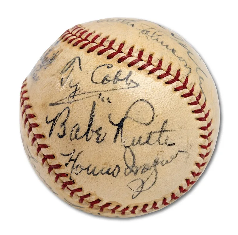 La pallina da baseball con gli autografi della Hall of Fame 1939