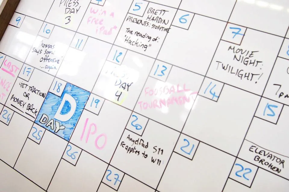 Il calendario di lavoro in AngelPad