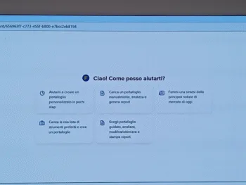 La schermata iniziale dello strumento di IA per i consulenti finanziari di Fineco