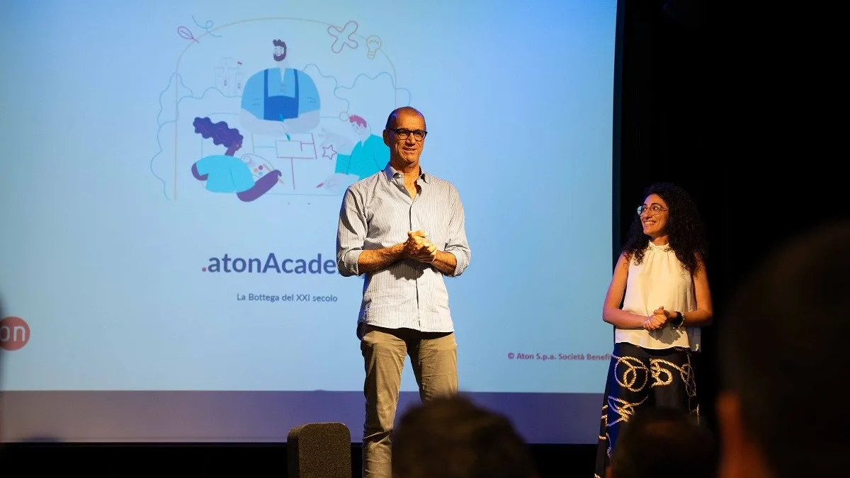 Giorgio De Nardi all'evento di lancio di Aton Academy