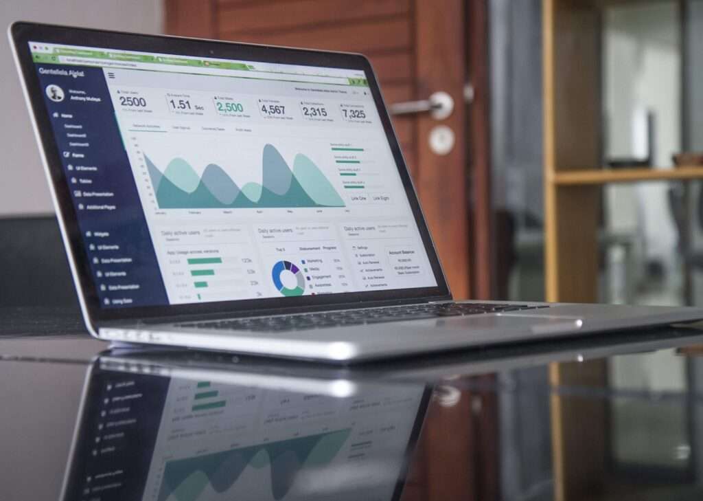 Un laptop riporta i grafici di una strategia finanziaria