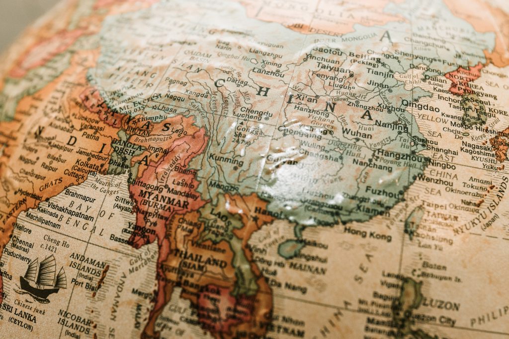 L'Asia, sul mappamondo