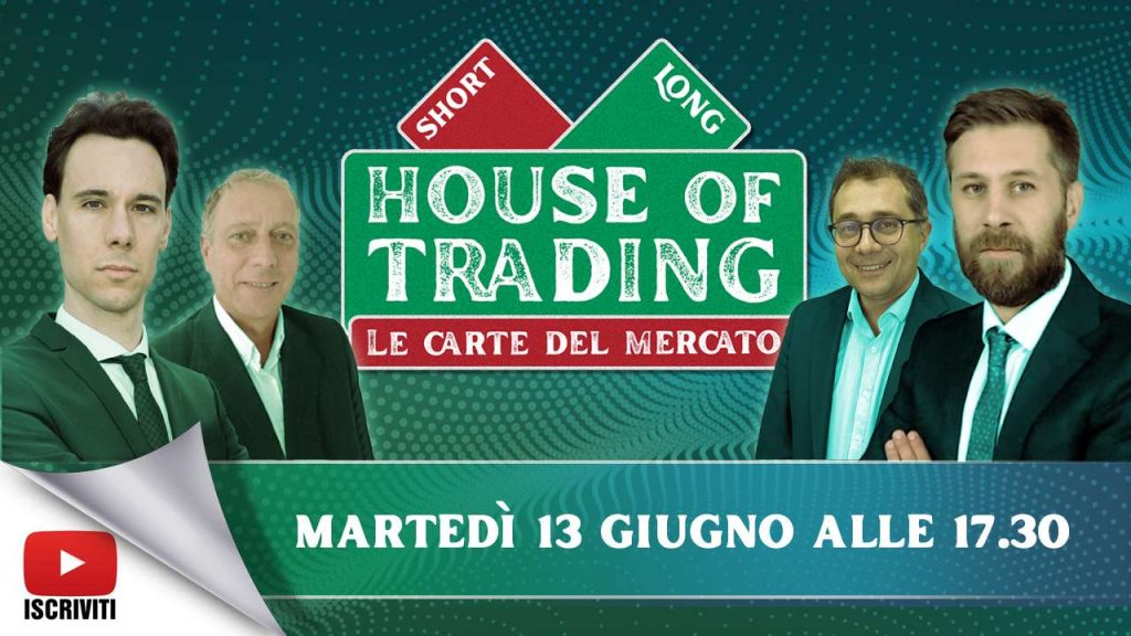 Il cartello della puntata di House of Trading del 13 giugno con i suoi protagonisti, Nicola Para, Nicola Duranti, Enrico Lanati e Riccardo Designori