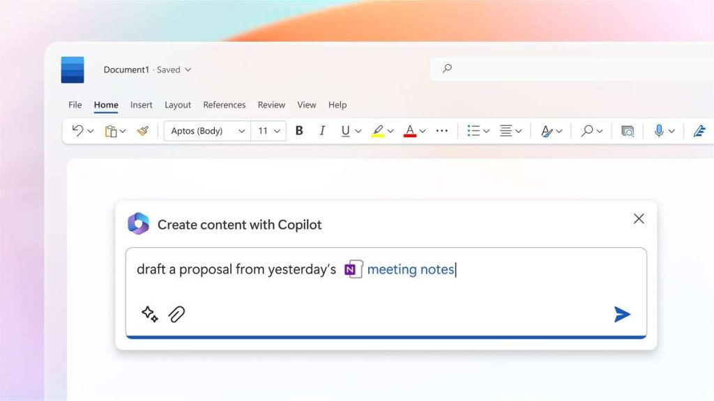 Copilot al lavoro su Word