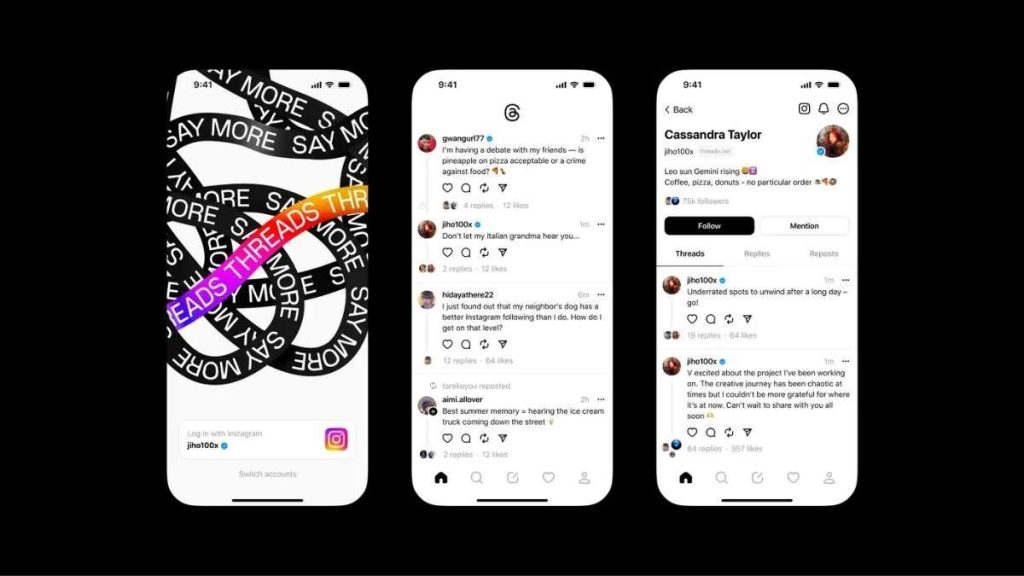 La grafica dell'app di Threads