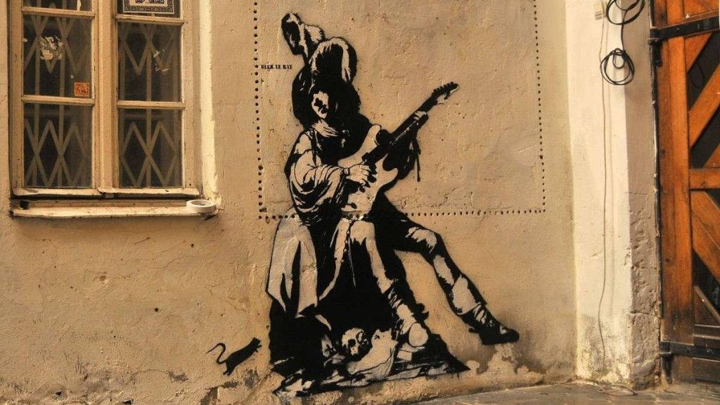 Uno stencil di Blek le rat in Ucraina