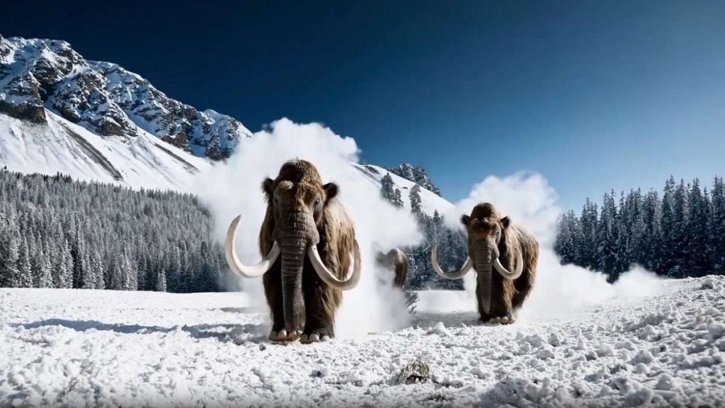 Mammut lanosi giganti generati dall'IA di Sora