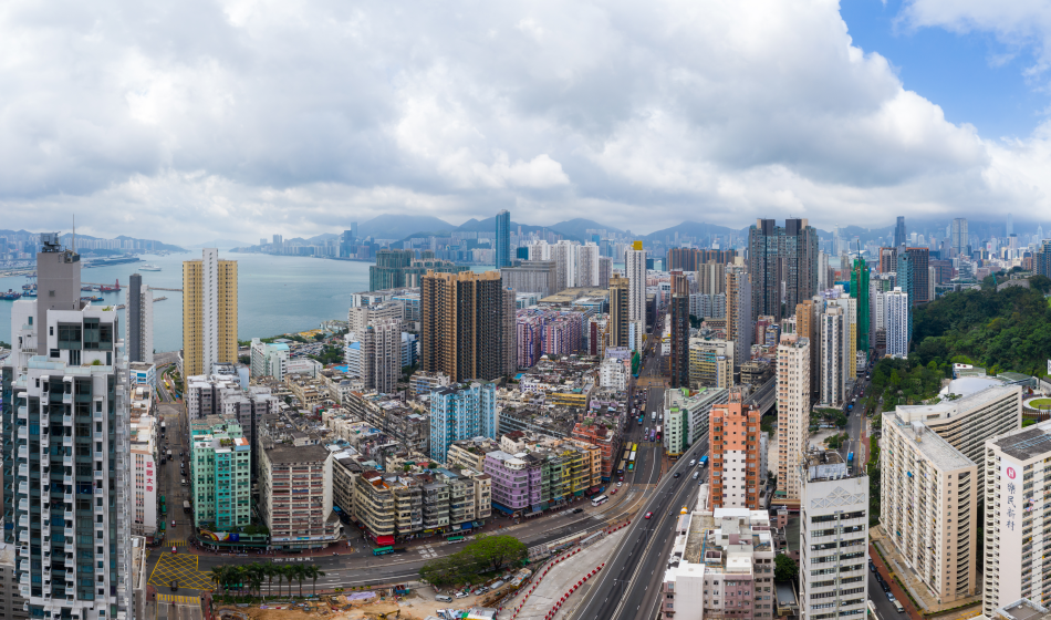 Nell'immagine, una vista dall'alto del distretto residenziale di Hong Kong