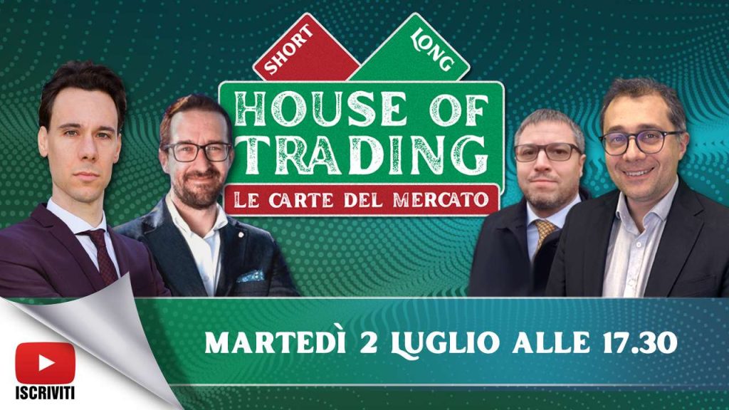I protagonisti della puntata di House of Trading del 2 luglio 2024: Nicola Para, Stefano Serafini, Jacopo Marini, Enrico Lanati