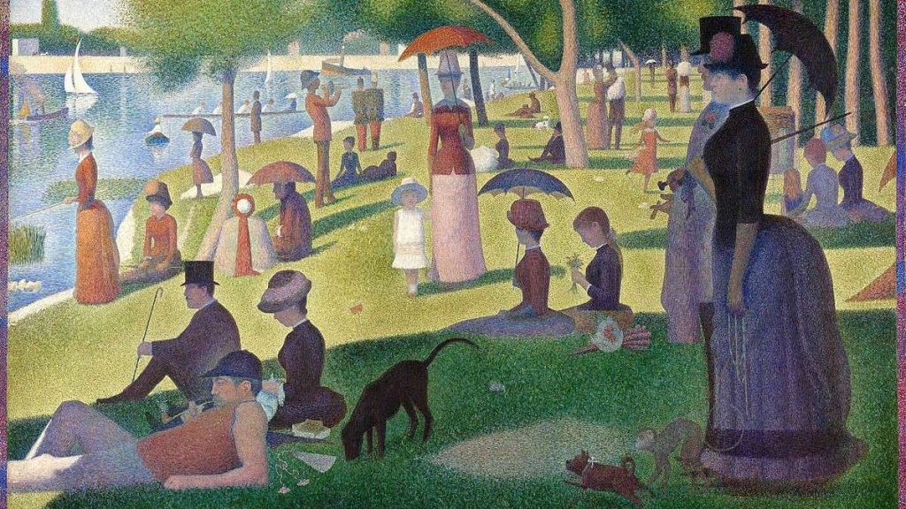Un dimanche après-midi à l'Île de la Grande Jatte di Georges Seurat