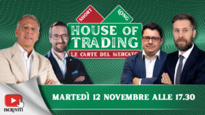 Il cartello di presentazione della puntata di House of Trading del 12 novembre 2024, con i protagonisti, Nicola Duranti, Stefano Serafini, Andrea Cartisano, Riccardo Designori