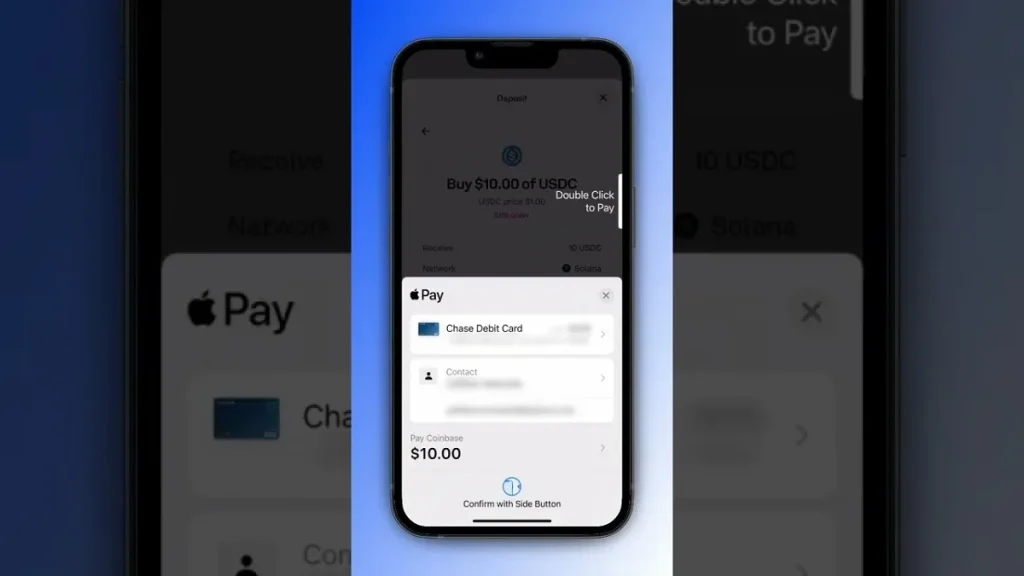 L'acquisto di criptovalute su Coinbase con Apple Pay tramite l'app Moonshot