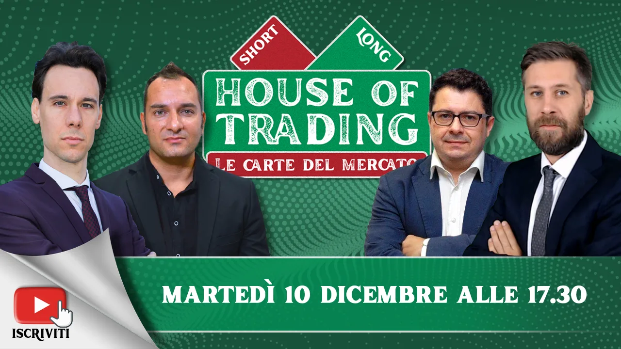 Il cartello di presentazione della puntata numero 45 di Hoouse of Trading con i suoi quattro protagonisti, Nicola Para, Massimo Rea, Andrea Cartisano e Riccardo Designori