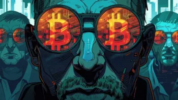 Un'illustrazione cyberpunk di Bitcoin