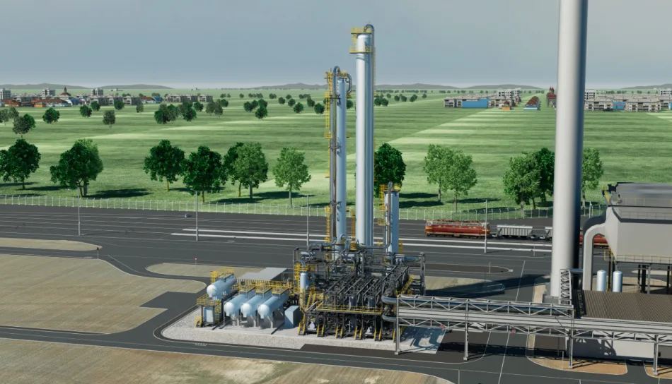 Il rendering dell'impianto Bluenzyme di Saipem