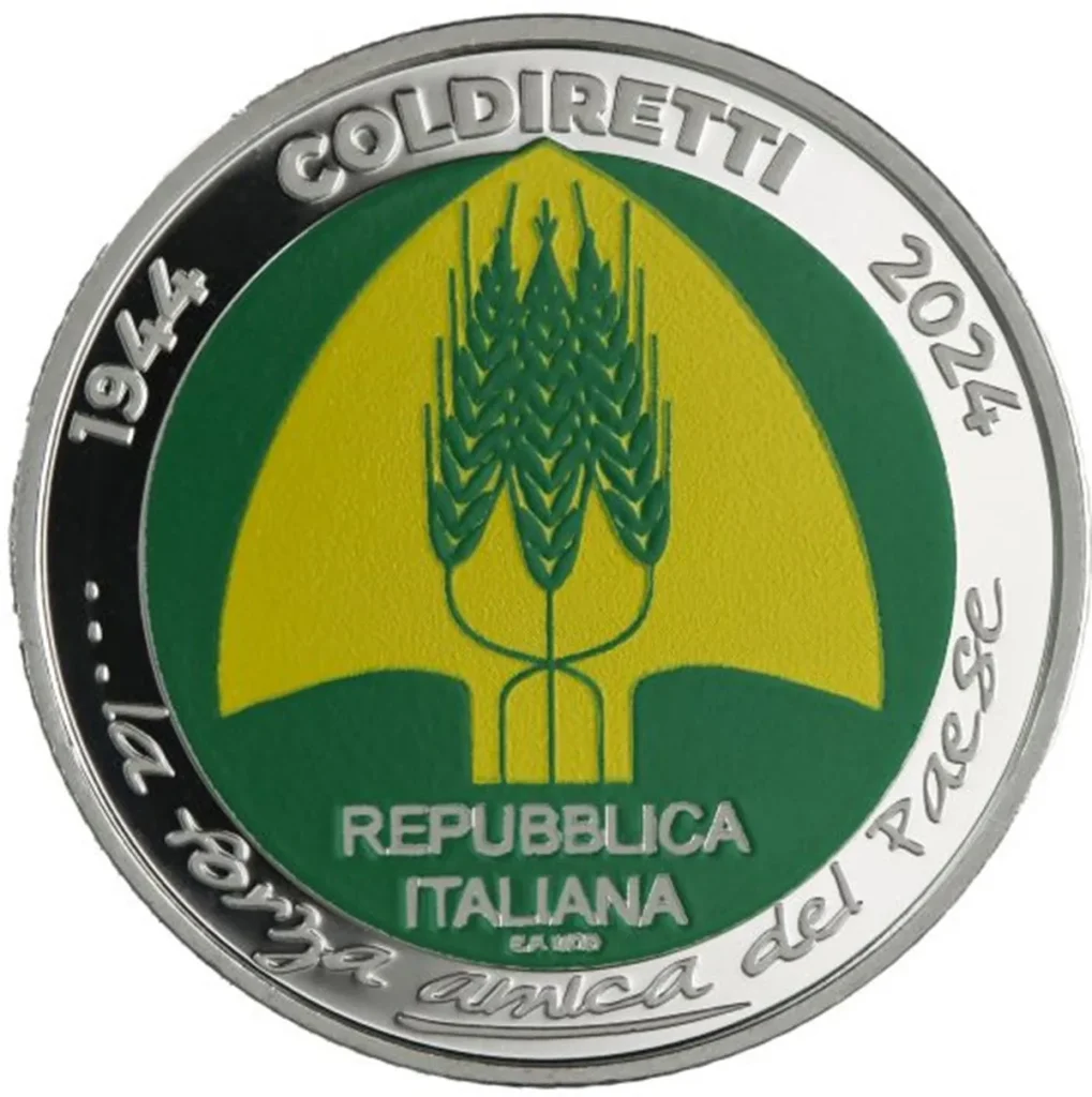 moneta da 4 euro coniata per la anniversario coldiretti