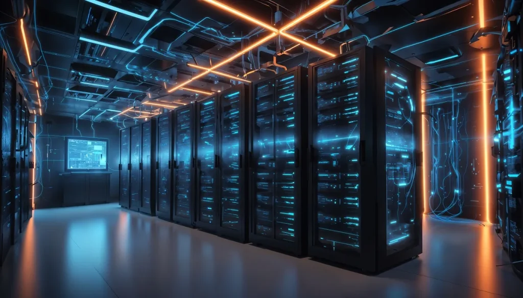 Il primo piano della finestra d'ingresso di un data center