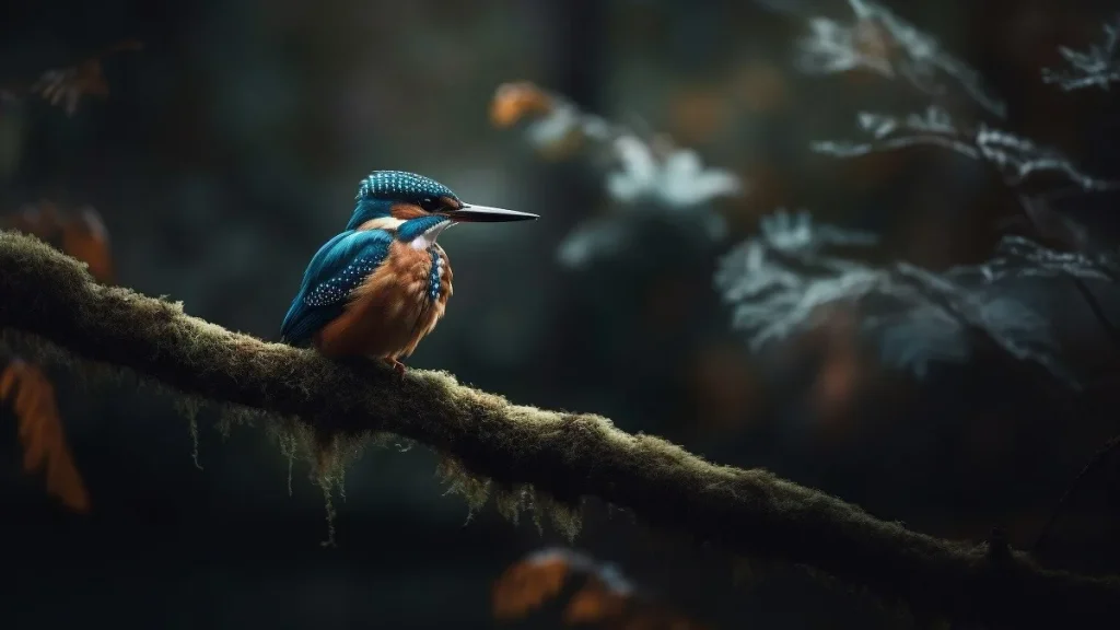Un martin pescatore blu su un ramo