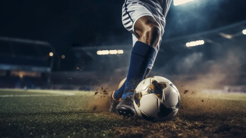 Un calciatore durante una partita
