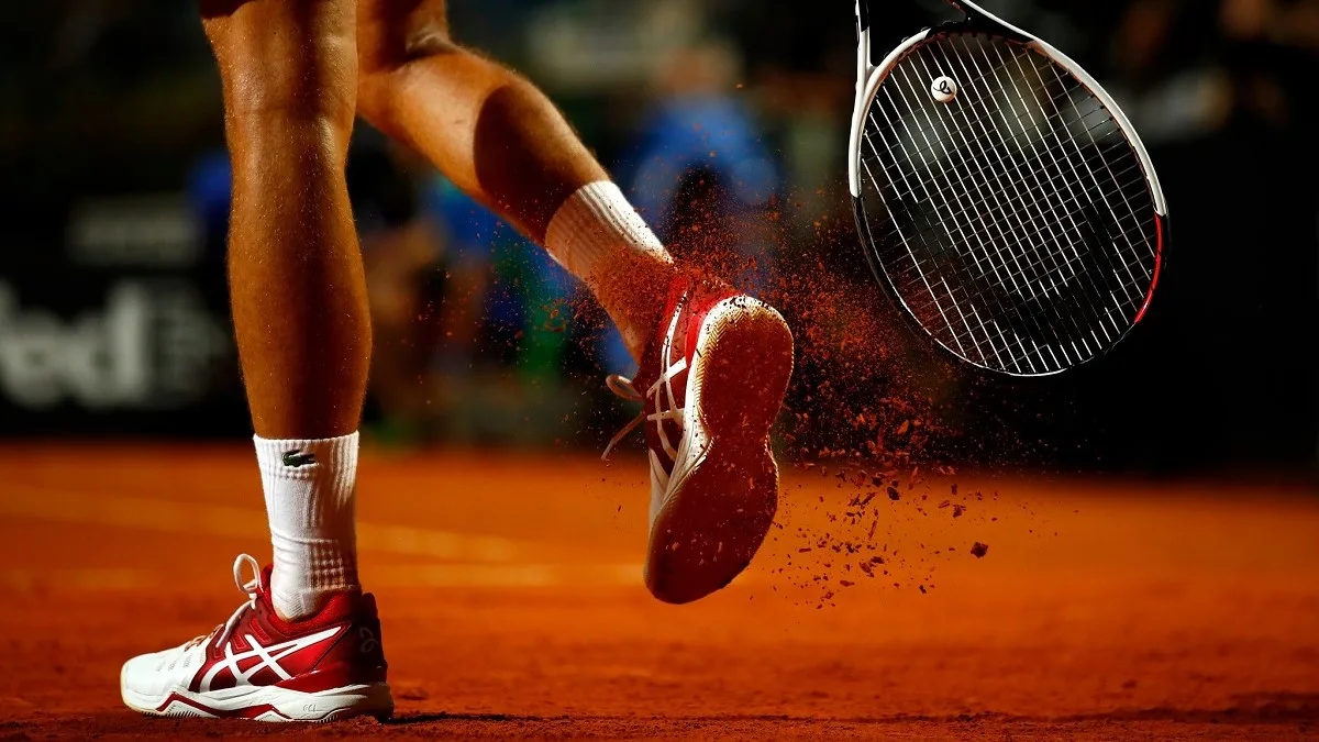 Un tennista in campo agli Internazionali BNL d'Italia