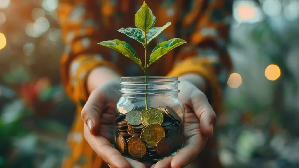 Una donna tiene tra le mani una vaso simbolo del risparmio