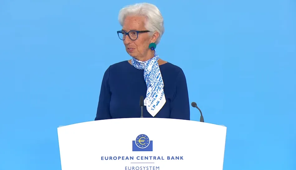 La presidente della Bce, Christine Lagarde, durante la conferenza stampa seguita alla riunione del 24 luglio 2025