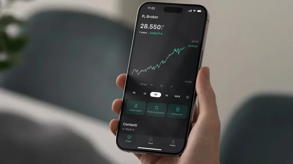 Un utente usa la app di Scalable Capital su smarthpone
