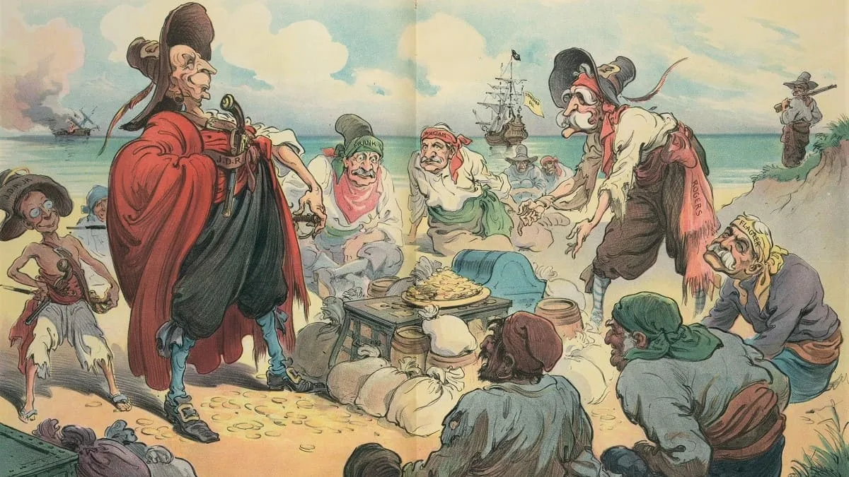 I dividendi della VOC in un'illustrazione di Joseph Keppler