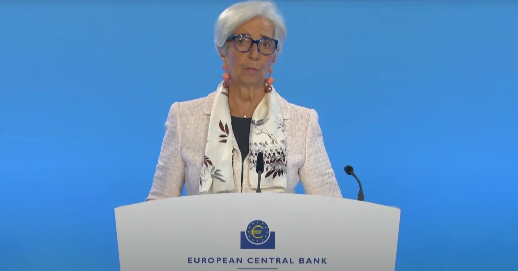 La presidente Bce, Christine Lagarde, durante una riunione passata della Banca centrale europea