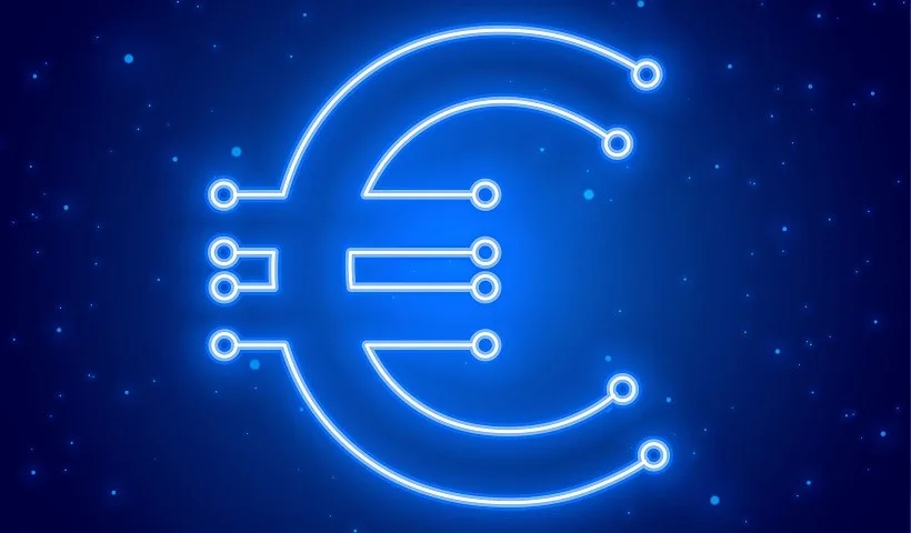 Una rappresentazione grafica del simbolo dell'euro in versione digitale