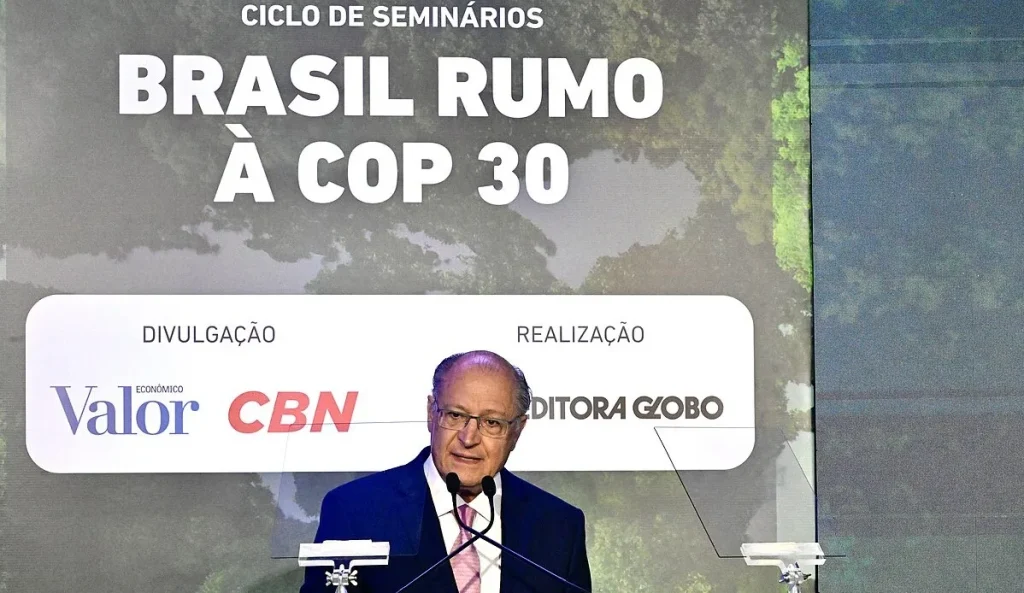 Vicepresidente della Repubblica, Geraldo Alckmin, durante l’apertura della seconda edizione del progetto “Il Brasile verso la Cop 30” a San Paolo