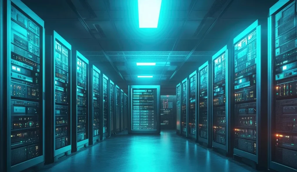 Immagine di un data center in cui investono Microsoft e Alphabet