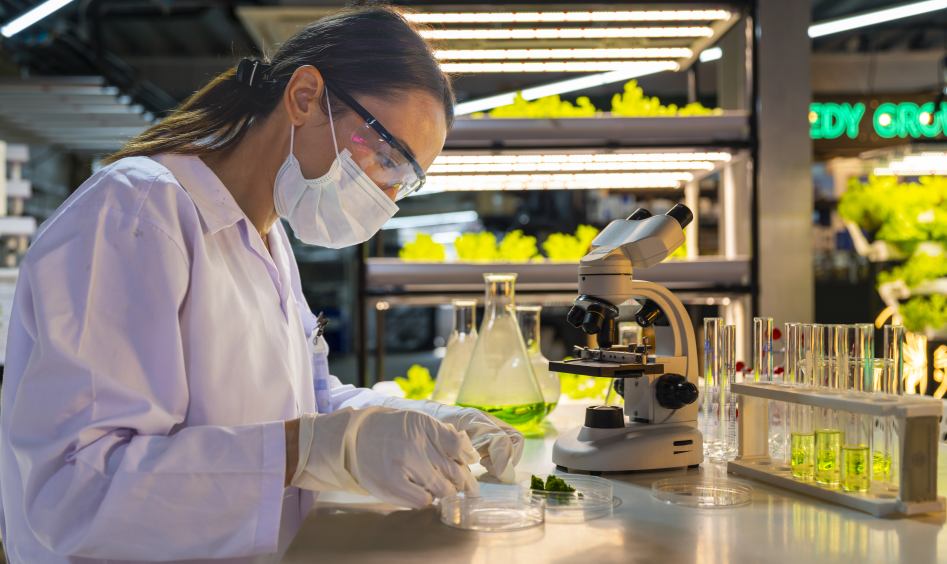Ricercatrice al lavoro nel laboratorio