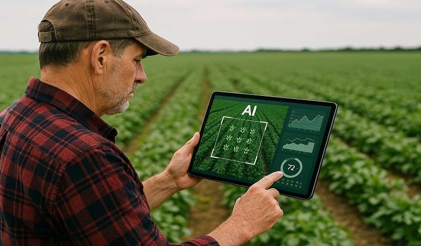 Un agricoltore usa l'AI per monitorare le colture