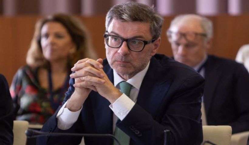 il ministro dell'Economia Giancarlo Giorgetti durante una conferenza stampa