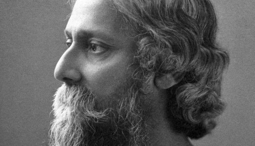 Un primo piano di Rabindranath Tagore nel 1909