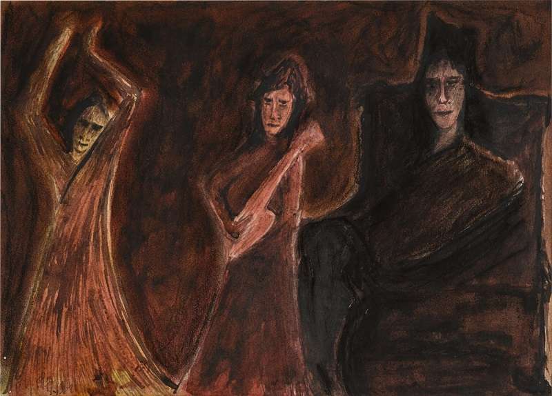 Il quadro Untitled (Three Bauls) di Rabindranath Tagore
