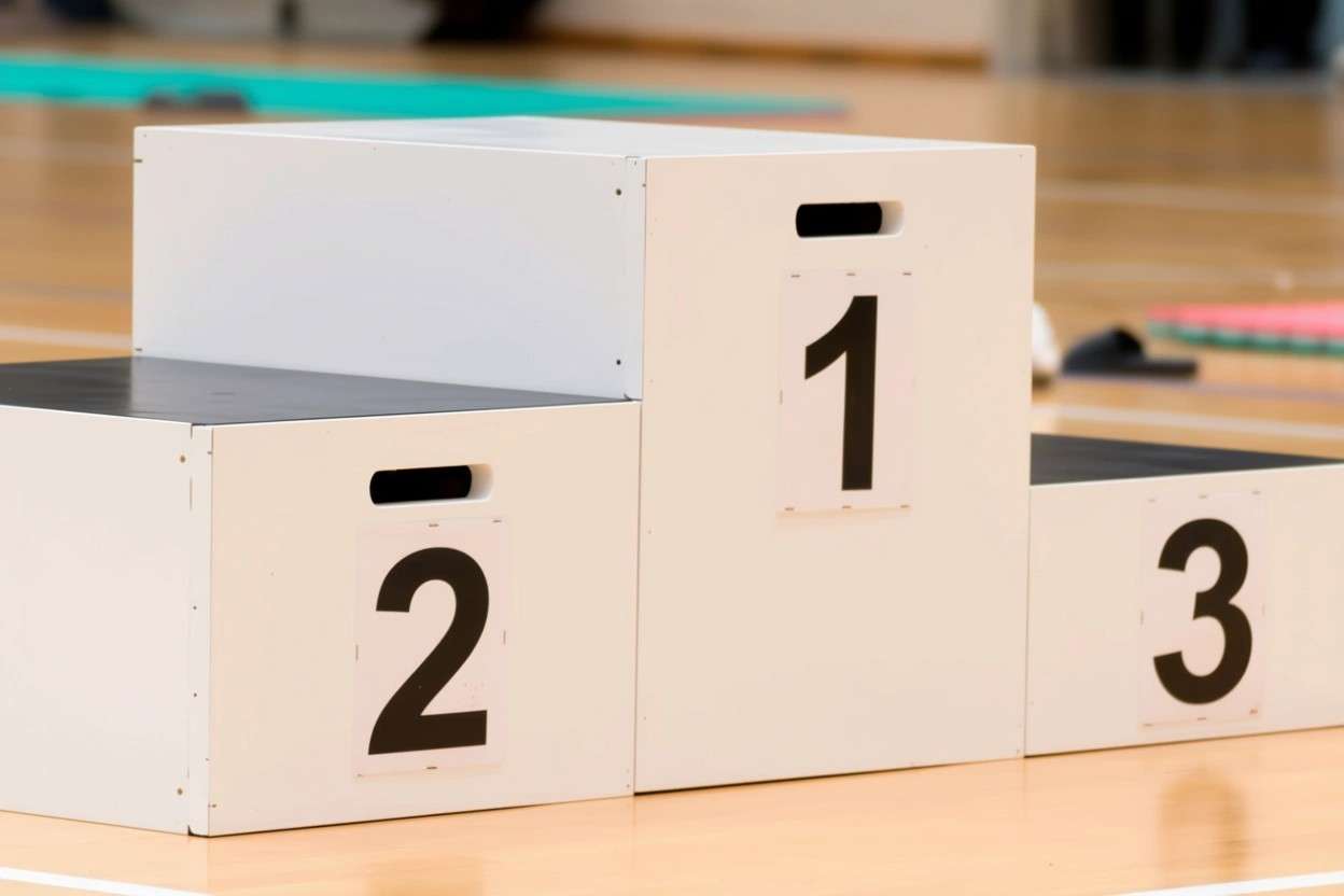 Un podio numerato con la prima, seconda e terza posizione