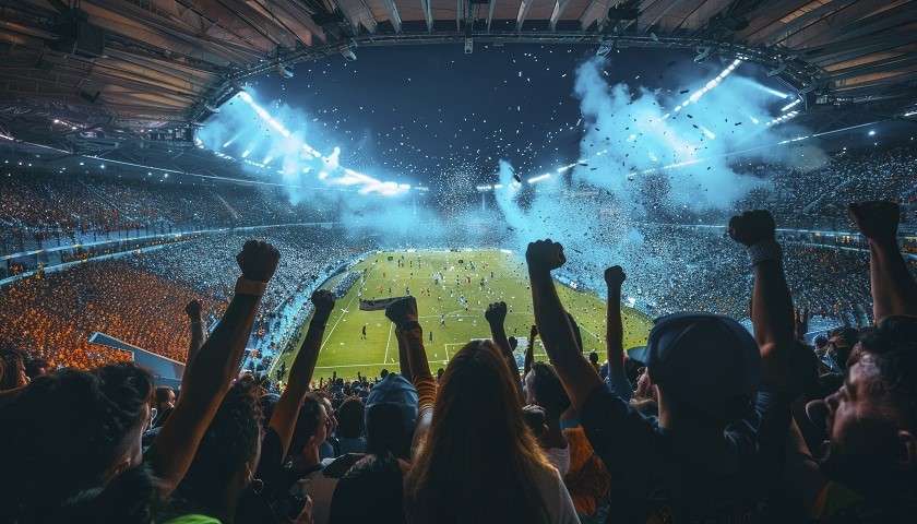 Uno stadio di calcio pieno di tifosi