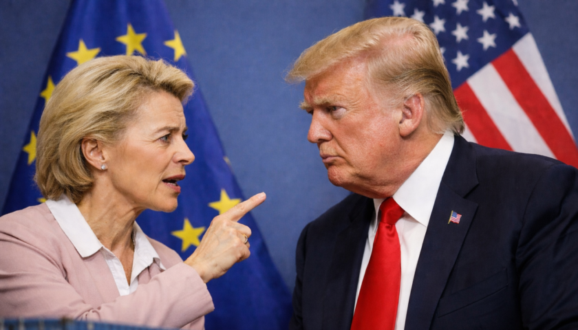 immagine creata dall'intelligenza artificiale con ChatGPT che ritrae Ursula Von der Leyen e Donald Trump