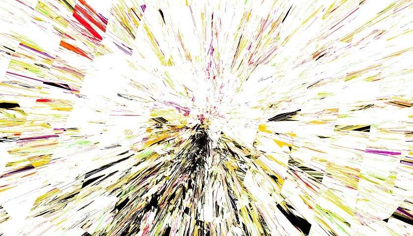 Un'esplosione astratta di luce e colore che simboleggia la teoria quantistica