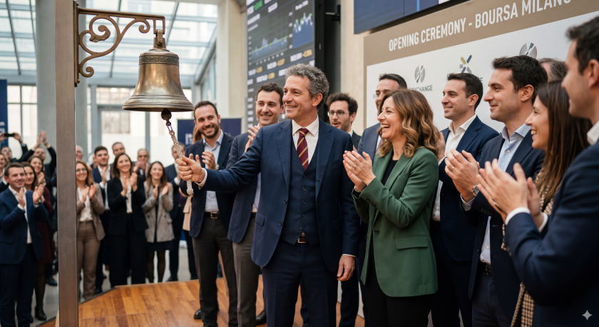 Il suono della campana di inizio di una quotazione in Borsa