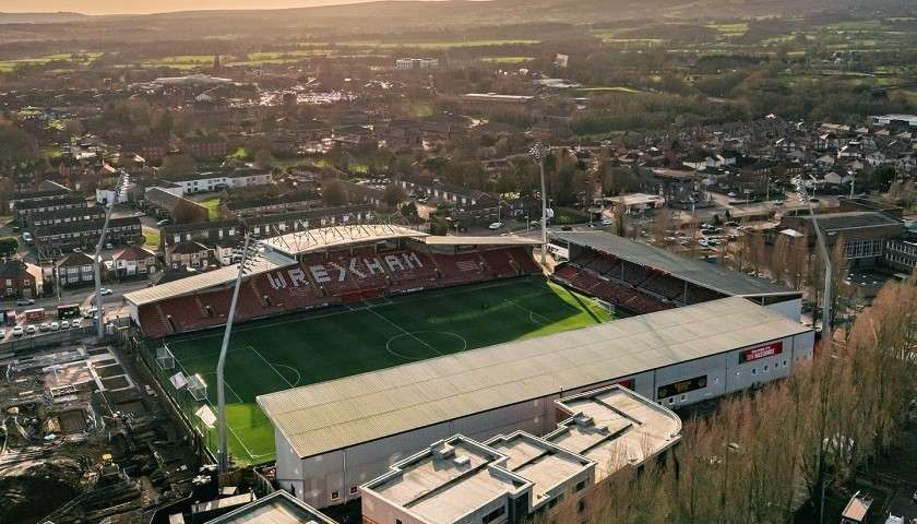 Lo stadio del Wrexham dall'alto