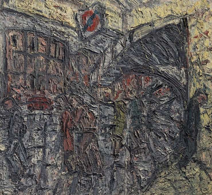 Outside Kilburn Underground Station di Leon Kossoff