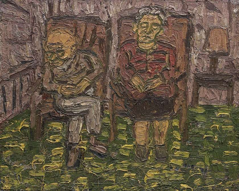 Two Seated Figures no. 1 (My Parents) di Leon Kossoff
