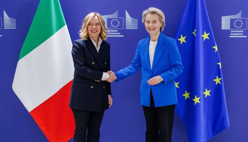 Incontro tra il capo del governo dell'Italia Giorgia Meloni e il presidente della Commissione Ue Ursula Von der Lyen