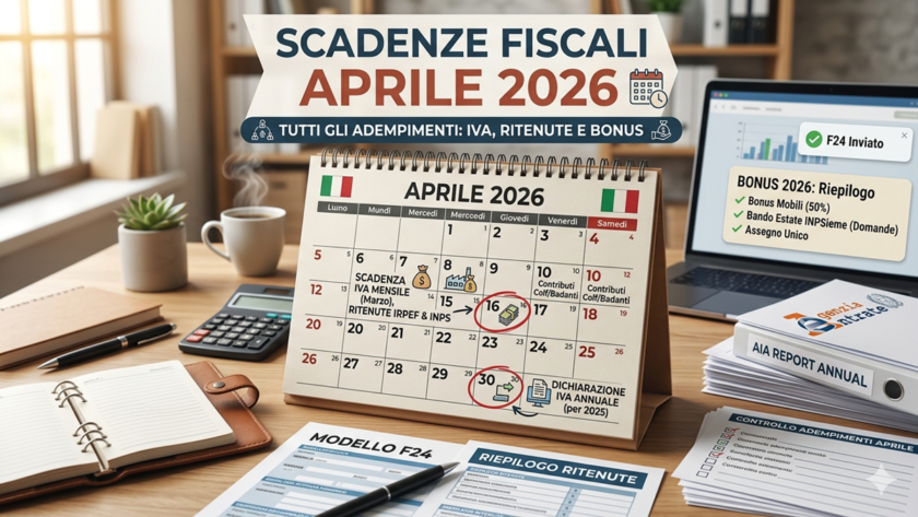 Scadenze fiscali aprile 2026 IVA ritenute e bonus.