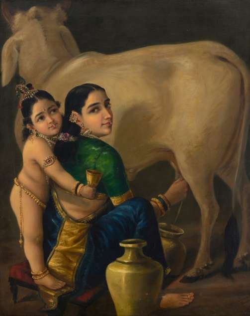 Yashoda and Krishna di Raja Ravi Varma
